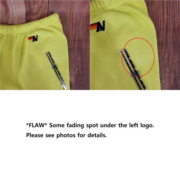 *FLAW* Aviator Nation Womens Size Large Neon Yellow Logo Sweatpants Joggers - Picture 2 of 12